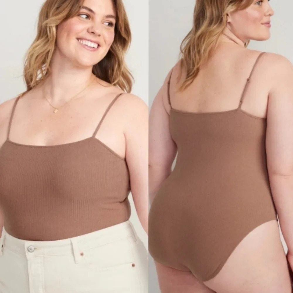 🔥 (5for$35) NWT OLD NAVY Ribbed bodysuit Speghetti Strap Beige